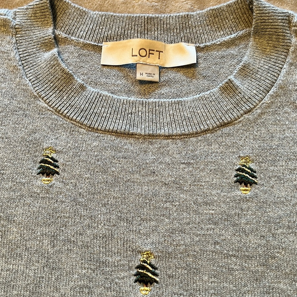 Loft Puff Sleeve Tree Sweater